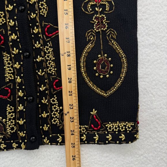 VTG Beaded Sweater Vest Christmas Holiday Teachercore Grandma Womens Black S* - Picture 11 of 15
